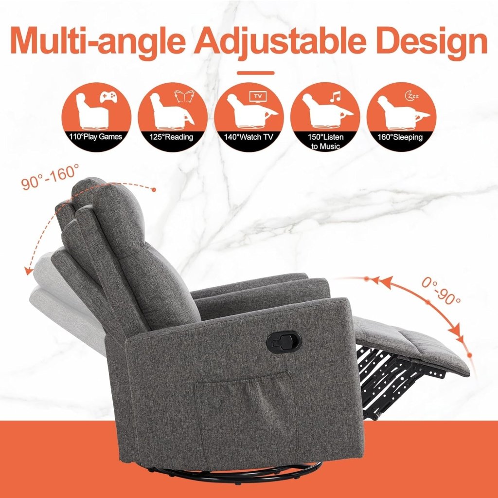 Sweetcrispy Massage Recliner Chair for Adults, Adjustable Home Theater Seating with Lumbar Support for Living Room, Modern Fabric Reclining, Light Grey - Wigtrends