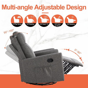 Sweetcrispy Massage Recliner Chair for Adults, Adjustable Home Theater Seating with Lumbar Support for Living Room, Modern Fabric Reclining, Light Grey - Wigtrends