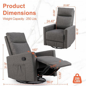 Sweetcrispy Massage Recliner Chair for Adults, Adjustable Home Theater Seating with Lumbar Support for Living Room, Modern Fabric Reclining, Light Grey - Wigtrends