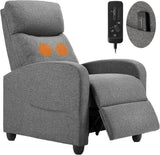 Sweetcrispy Massage Recliner Chair for Adults, Adjustable Home Theater Seating with Lumbar Support for Living Room, Modern Fabric Reclining, Light Grey - Wigtrends