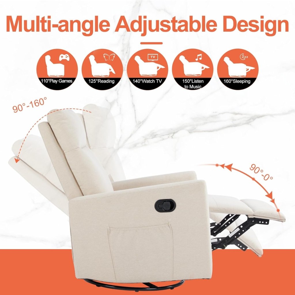 Sweetcrispy Massage Recliner Chair for Adults, Adjustable Home Theater Seating with Lumbar Support for Living Room, Modern Fabric Reclining, Light Grey - Wigtrends