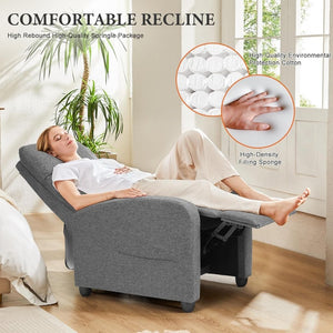 Sweetcrispy Massage Recliner Chair for Adults, Adjustable Home Theater Seating with Lumbar Support for Living Room, Modern Fabric Reclining, Light Grey - Wigtrends