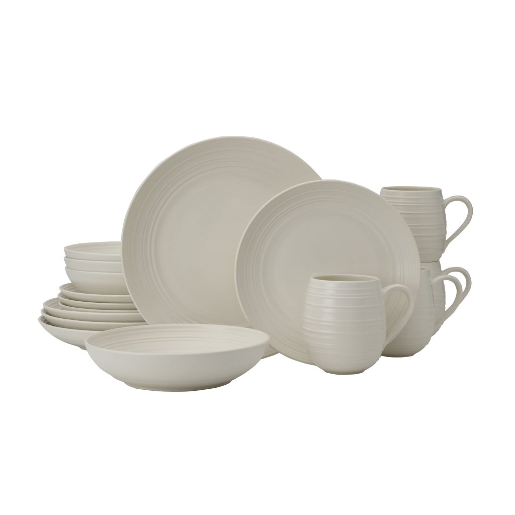 Swirl Coupe 16 Piece Dinnerware Set, Service For 4, White - Wigtrends