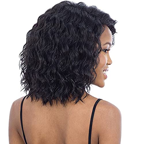 Synthetic 5 - inch invisible lace wig with black curly hair - Wigtrends