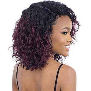 Synthetic 5 - inch invisible lace wig with black curly hair - Wigtrends