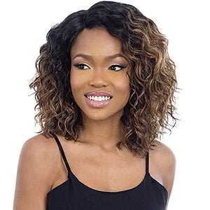 Synthetic 5 - inch invisible lace wig with black curly hair - Wigtrends