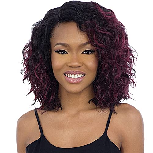 Synthetic 5 - inch invisible lace wig with black curly hair - Wigtrends