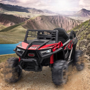 TOBBI 12V Kids Ride on Car, Electric Off - Road UTV Truck with Diverse Functions, Double Open Doors, Safety Belt, Horn, Music, and Lights for Kids Aged 3 - 5 Years (Rose Red) - Wigtrends