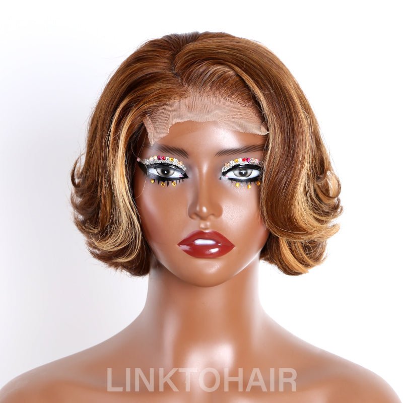 Toffee Brown Mix Blonde 5x5 Closure Lace C Part Glueless Wig - Wigtrends