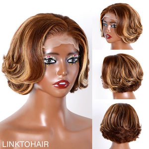 Toffee Brown Mix Blonde 5x5 Closure Lace C Part Glueless Wig - Wigtrends