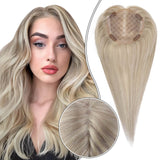 Topper Hairpieces Real Human Hair 5"*5" Base Blonde Hair(#P18/613) - Wigtrends