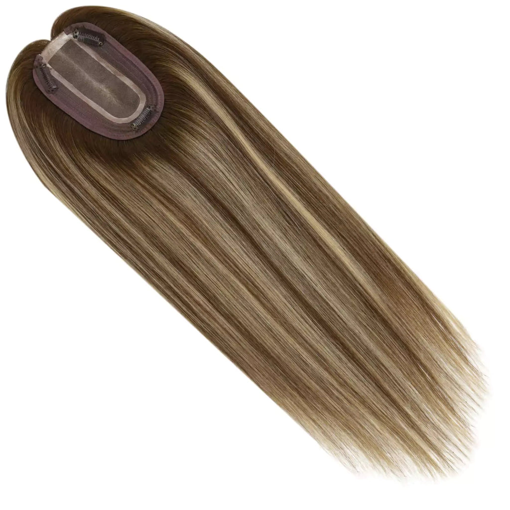 Topper Medium Base Balayage Brown Mixed Blonde Wigs Hair Piece - Wigtrends