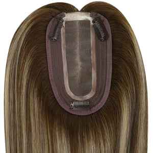 Topper Medium Base Balayage Brown Mixed Blonde Wigs Hair Piece - Wigtrends