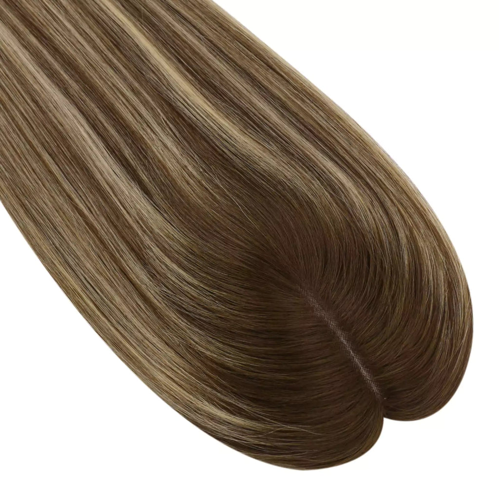 Topper Medium Base Balayage Brown Mixed Blonde Wigs Hair Piece - Wigtrends