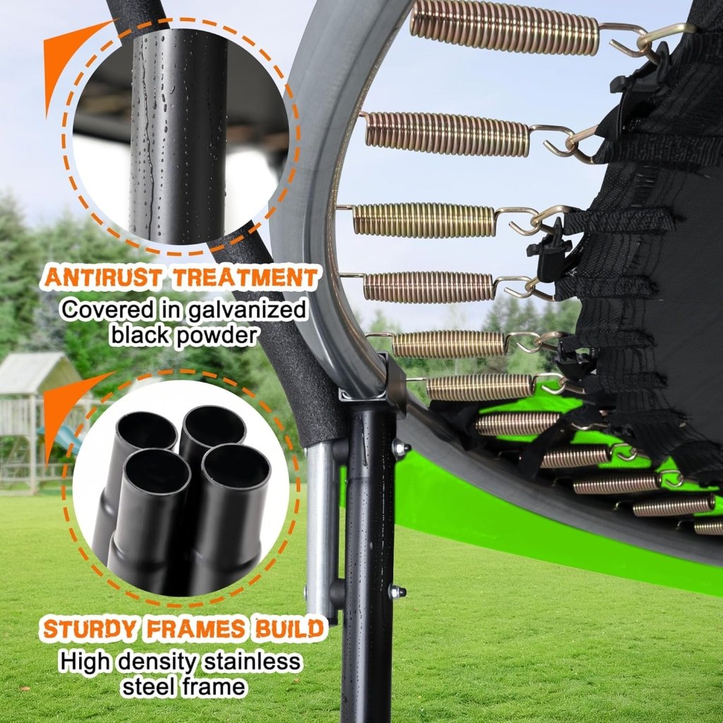 Trampoline 8FT 10FT 12FT 14FT 16FT, Recreational Trampolines with Enclosure Net and Ladder, Outdoor Anti - Rust Trampolines for Kids and Adults, ASTM Approved - Wigtrends