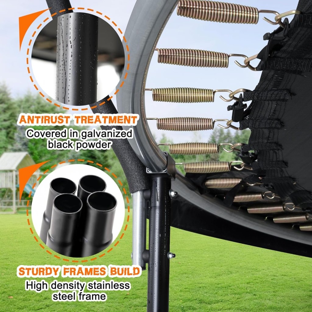 Trampoline 8FT 10FT 12FT 14FT 16FT, Recreational Trampolines with Enclosure Net and Ladder, Outdoor Anti - Rust Trampolines for Kids and Adults, ASTM Approved - Wigtrends