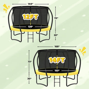 Trampoline 8FT 10FT 12FT 14FT 16FT, Recreational Trampolines with Enclosure Net and Ladder, Outdoor Anti - Rust Trampolines for Kids and Adults, ASTM Approved - Wigtrends
