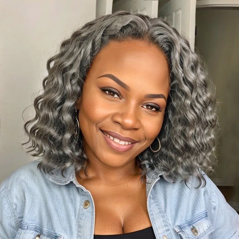 Trendy Style & Color | Salt And Pepper Loose wave 5x5 HD Lace Closure 100% Human Hair Wig - Wigtrends