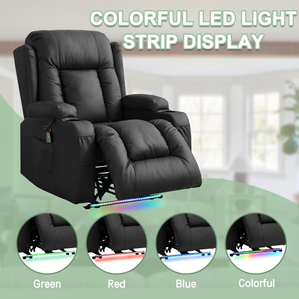 TUNYI Power Loveseat Recliner Sofa with Massage & Heat Home Theater Seating with Console Electric Recliner RV Sofa with USB/Outlet/Storage/Side Pocket/LED Light/Speaker (Brown, Loveseat) - Wigtrends