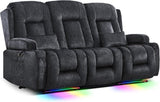 TUNYI Power Loveseat Recliner Sofa with Massage & Heat Home Theater Seating with Console Electric Recliner RV Sofa with USB/Outlet/Storage/Side Pocket/LED Light/Speaker (Brown, Loveseat) - Wigtrends