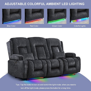 TUNYI Power Loveseat Recliner Sofa with Massage & Heat Home Theater Seating with Console Electric Recliner RV Sofa with USB/Outlet/Storage/Side Pocket/LED Light/Speaker (Brown, Loveseat) - Wigtrends