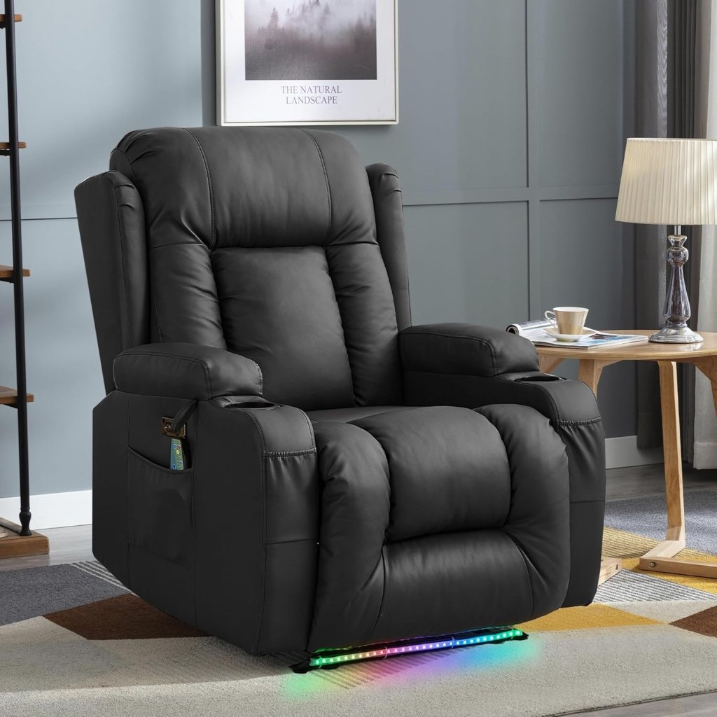 TUNYI Power Loveseat Recliner Sofa with Massage & Heat Home Theater Seating with Console Electric Recliner RV Sofa with USB/Outlet/Storage/Side Pocket/LED Light/Speaker (Brown, Loveseat) - Wigtrends