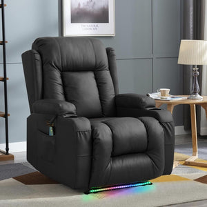 TUNYI Power Loveseat Recliner Sofa with Massage & Heat Home Theater Seating with Console Electric Recliner RV Sofa with USB/Outlet/Storage/Side Pocket/LED Light/Speaker (Brown, Loveseat) - Wigtrends