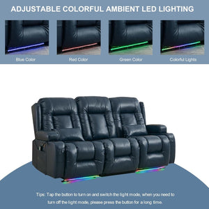 TUNYI Power Loveseat Recliner Sofa with Massage & Heat Home Theater Seating with Console Electric Recliner RV Sofa with USB/Outlet/Storage/Side Pocket/LED Light/Speaker (Brown, Loveseat) - Wigtrends