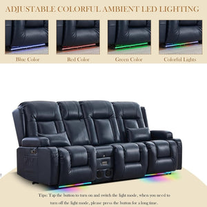 TUNYI Power Loveseat Recliner Sofa with Massage & Heat Home Theater Seating with Console Electric Recliner RV Sofa with USB/Outlet/Storage/Side Pocket/LED Light/Speaker (Brown, Loveseat) - Wigtrends