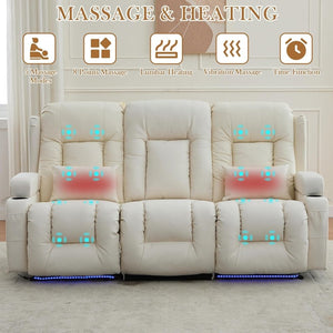 TUNYI Power Loveseat Recliner Sofa with Massage & Heat Home Theater Seating with Console Electric Recliner RV Sofa with USB/Outlet/Storage/Side Pocket/LED Light/Speaker (Brown, Loveseat) - Wigtrends