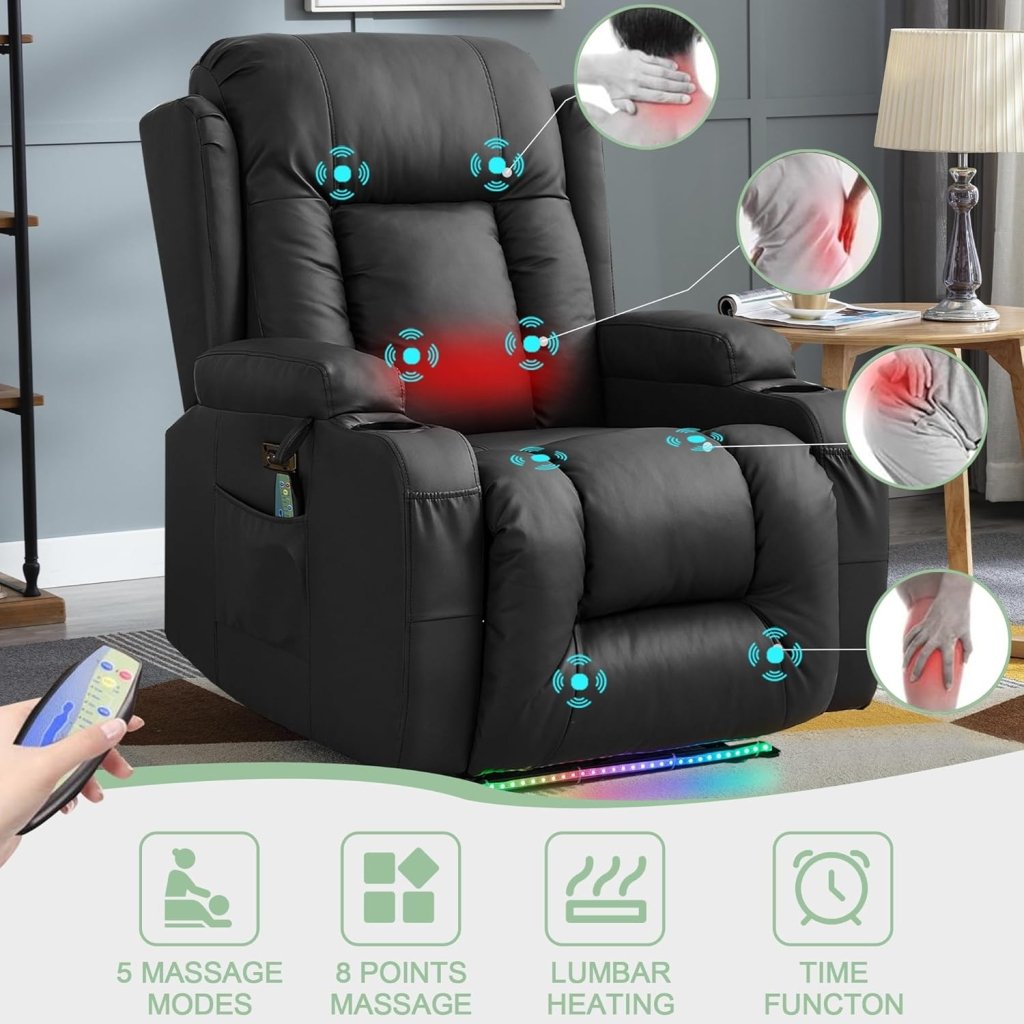 TUNYI Power Loveseat Recliner Sofa with Massage & Heat Home Theater Seating with Console Electric Recliner RV Sofa with USB/Outlet/Storage/Side Pocket/LED Light/Speaker (Brown, Loveseat) - Wigtrends