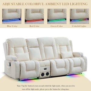TUNYI Power Loveseat Recliner Sofa with Massage & Heat Home Theater Seating with Console Electric Recliner RV Sofa with USB/Outlet/Storage/Side Pocket/LED Light/Speaker (Brown, Loveseat) - Wigtrends