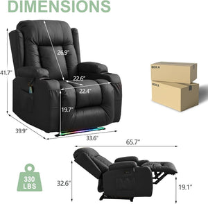 TUNYI Power Loveseat Recliner Sofa with Massage & Heat Home Theater Seating with Console Electric Recliner RV Sofa with USB/Outlet/Storage/Side Pocket/LED Light/Speaker (Brown, Loveseat) - Wigtrends
