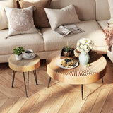 Two - Piece Modern Farmhouse Living Room Coffee Table Set, Round Nesting Tables - Wigtrends