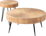 Two - Piece Modern Farmhouse Living Room Coffee Table Set, Round Nesting Tables - Wigtrends