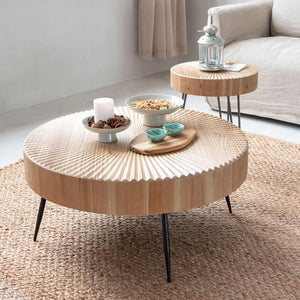 Two - Piece Modern Farmhouse Living Room Coffee Table Set, Round Nesting Tables - Wigtrends