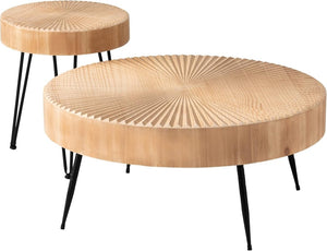 Two - Piece Modern Farmhouse Living Room Coffee Table Set, Round Nesting Tables - Wigtrends
