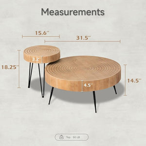 Two - Piece Modern Farmhouse Living Room Coffee Table Set, Round Nesting Tables - Wigtrends