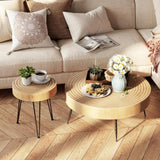 Two - Piece Modern Farmhouse Living Room Coffee Table Set, Round Nesting Tables - Wigtrends