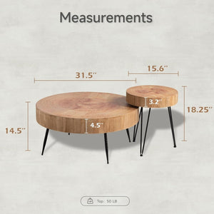 Two - Piece Modern Farmhouse Living Room Coffee Table Set, Round Nesting Tables - Wigtrends