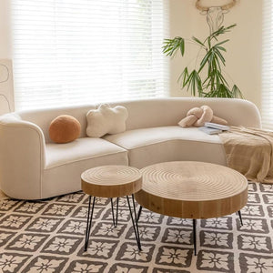Two - Piece Modern Farmhouse Living Room Coffee Table Set, Round Nesting Tables - Wigtrends