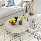 Two - Piece Modern Farmhouse Living Room Coffee Table Set, Round Nesting Tables - Wigtrends