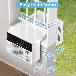 U - Shaped Window Air Conditioner, 12000BTU Window AC Unit, Cools up to 550 sq. ft., 6 Modes, Saddle Shape Window AC Unit, Full Window View, Energy Efficient - Wigtrends
