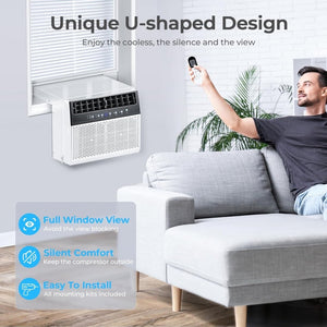 U - Shaped Window Air Conditioner, 12000BTU Window AC Unit, Cools up to 550 sq. ft., 6 Modes, Saddle Shape Window AC Unit, Full Window View, Energy Efficient - Wigtrends