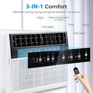 U - Shaped Window Air Conditioner, 12000BTU Window AC Unit, Cools up to 550 sq. ft., 6 Modes, Saddle Shape Window AC Unit, Full Window View, Energy Efficient - Wigtrends