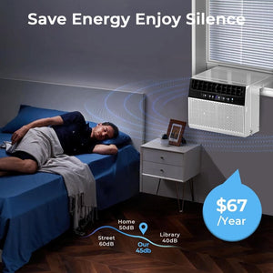 U - Shaped Window Air Conditioner, 12000BTU Window AC Unit, Cools up to 550 sq. ft., 6 Modes, Saddle Shape Window AC Unit, Full Window View, Energy Efficient - Wigtrends