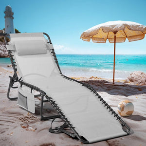 Unovivy Outdoor Chaise Lounge Chairs Set of 2, Portable Folding Pool Lounge Chair with 5 - Position Reclining Back, Teslin Tanning Chair for Pool, Beach, Patio, Sunbathing - Wigtrends