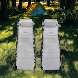 Unovivy Outdoor Chaise Lounge Chairs Set of 2, Portable Folding Pool Lounge Chair with 5 - Position Reclining Back, Teslin Tanning Chair for Pool, Beach, Patio, Sunbathing - Wigtrends