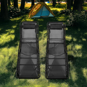 Unovivy Outdoor Chaise Lounge Chairs Set of 2, Portable Folding Pool Lounge Chair with 5 - Position Reclining Back, Teslin Tanning Chair for Pool, Beach, Patio, Sunbathing - Wigtrends