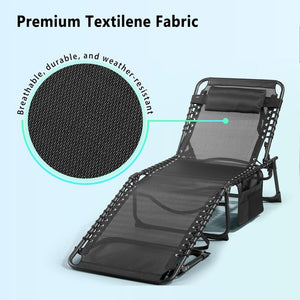 Unovivy Outdoor Chaise Lounge Chairs Set of 2, Portable Folding Pool Lounge Chair with 5 - Position Reclining Back, Teslin Tanning Chair for Pool, Beach, Patio, Sunbathing - Wigtrends